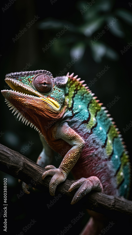 chameleon of various colors on the branch chameleon of various colors on the branch