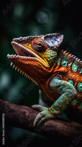chameleon of various colors on the branch © Giovanni Cancemi
