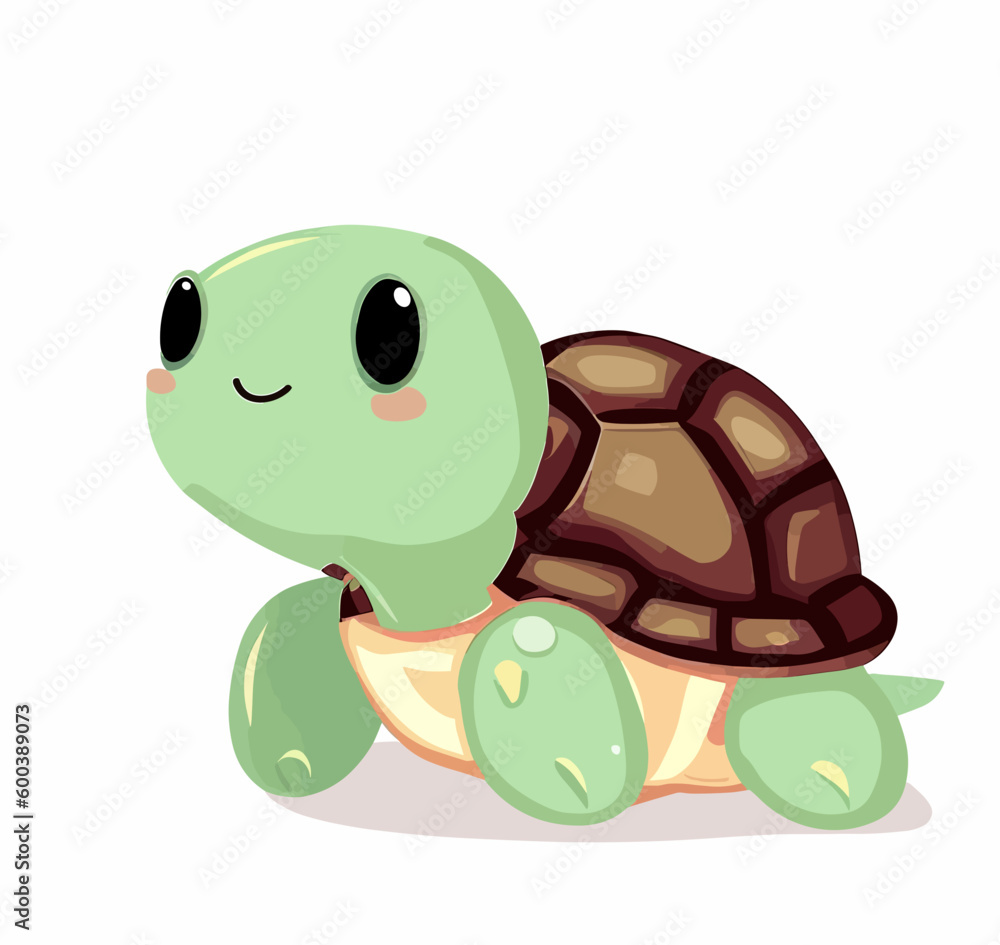 Fototapeta premium Cute little happy smiling turtle