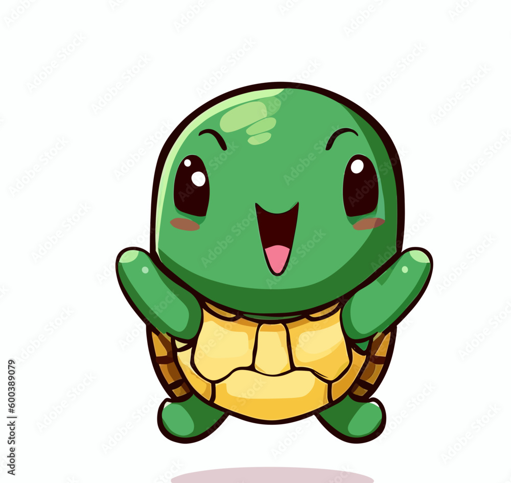Fototapeta premium Cute little happy smiling turtle