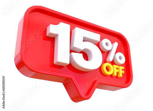 15 Percent Discount Sale Off Sign Red