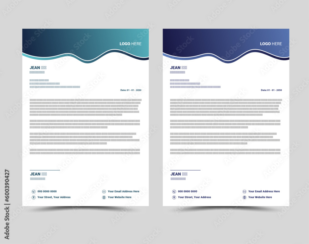 Modern Creative corporate business letterhead layout template design.