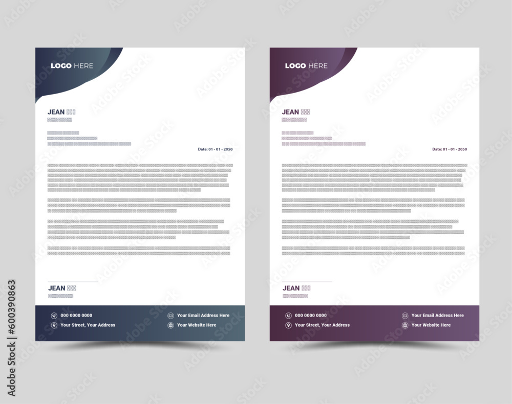 Modern Creative corporate business letterhead layout template design. Modern Creative corporate business letterhead layout template design.