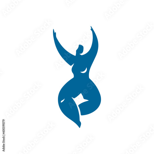 Abstract art of dance chubby female silhouette Matisse inspired contemporary style vector illustration