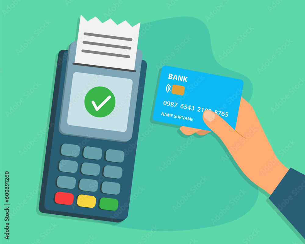 Contactless credit card online payment in pos terminal machine Contactless credit card online payment in pos terminal machine