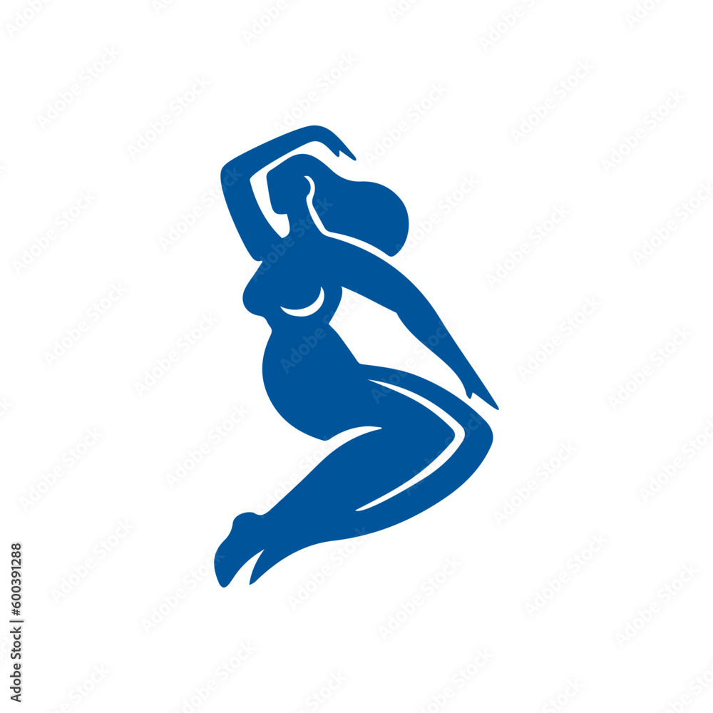 Abstract art of dance chubby female silhouette Matisse inspired contemporary style vector illustration Abstract art of dance chubby female silhouette Matisse inspired contemporary style vector illustration