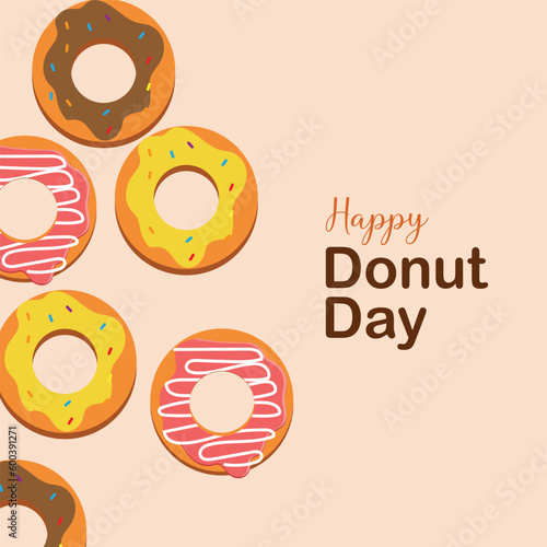 Happy donuts day donuts lettering and vector, suitable for social media templates, advertising cards, web,