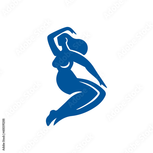 Abstract art of dance chubby female silhouette Matisse inspired contemporary style vector illustration