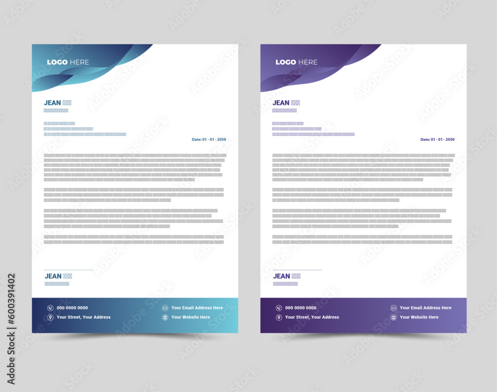Modern Creative corporate business letterhead layout template design. Modern Creative corporate business letterhead layout template design.