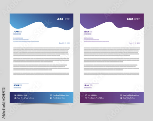 Modern Creative corporate business letterhead layout template design.