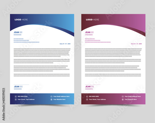 Modern Creative corporate business letterhead layout template design.