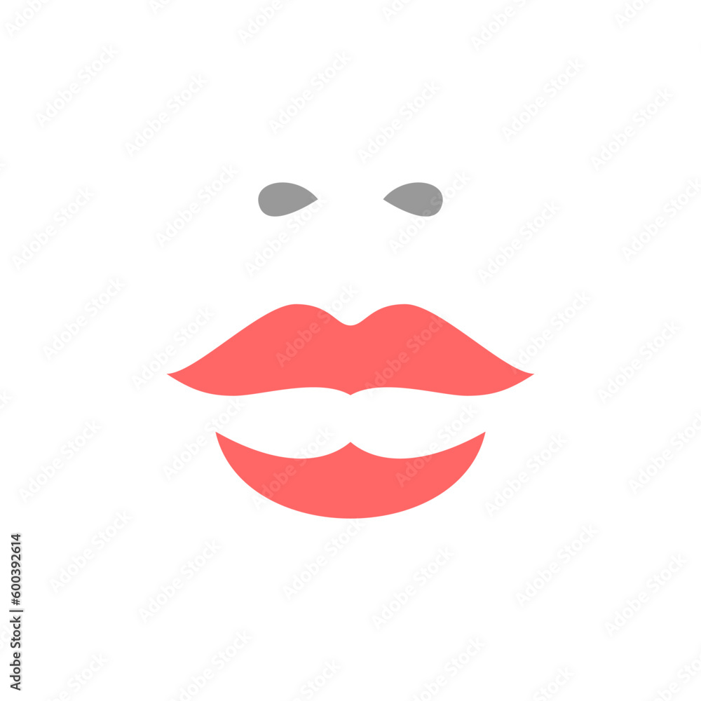 Passion female face red lips and nose fashion minimalist beauty logo t shirt print vector flat Passion female face red lips and nose fashion minimalist beauty logo t shirt print vector flat