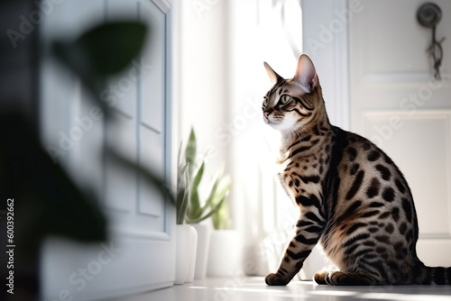 Domestic Bengal cat. Generative AI illustration