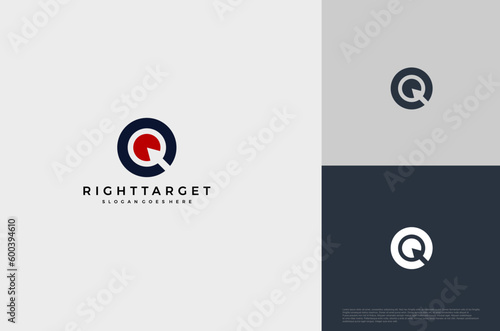 Simple arrow center target poin logo concept. Vector Illustration