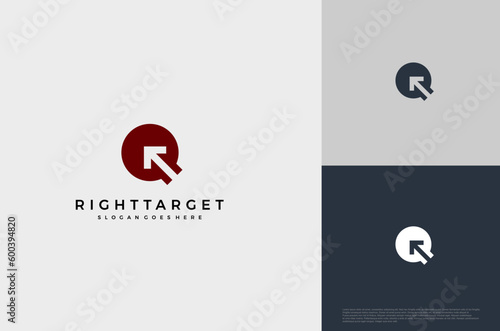 Simple arrow center target poin logo concept. Vector Illustration