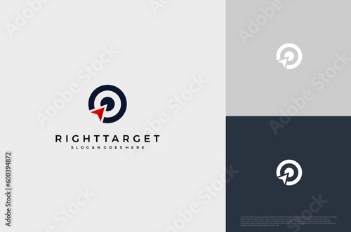 Simple arrow center target poin logo concept. Vector Illustration