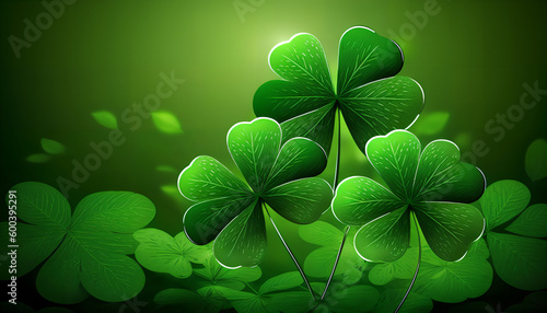 Four-leaf clover on a green background 