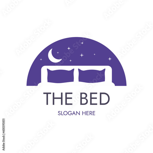 THE BED LOGO VECTOR TEMPLATE, CONCEPT OF SLEEP OR DREAM