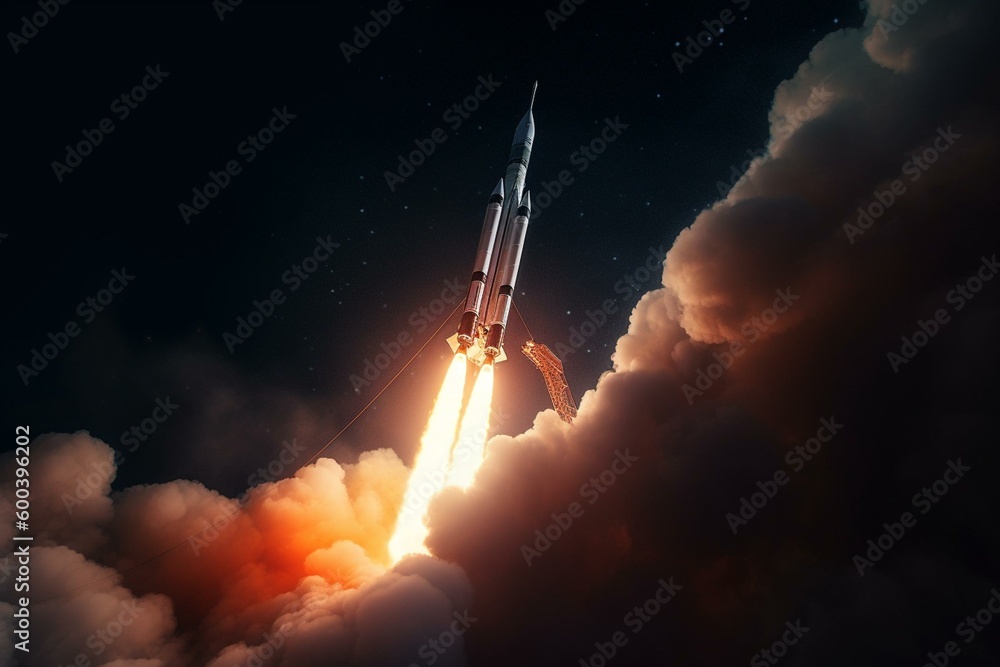 Stunning rocket liftoff and journey through the cosmos. Generative AI