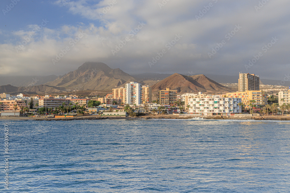 City of Los Crictianos, view from ocean, Tenerife, Canary Islands, Spain .