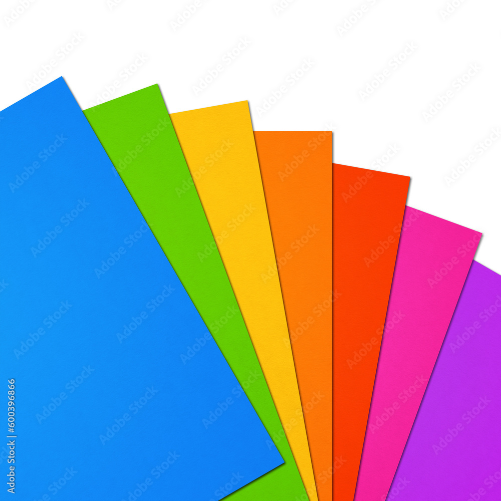 Colorful rainbow Blank A4 paper sheet range on white background Colorful rainbow Blank A4 paper sheet range on white background