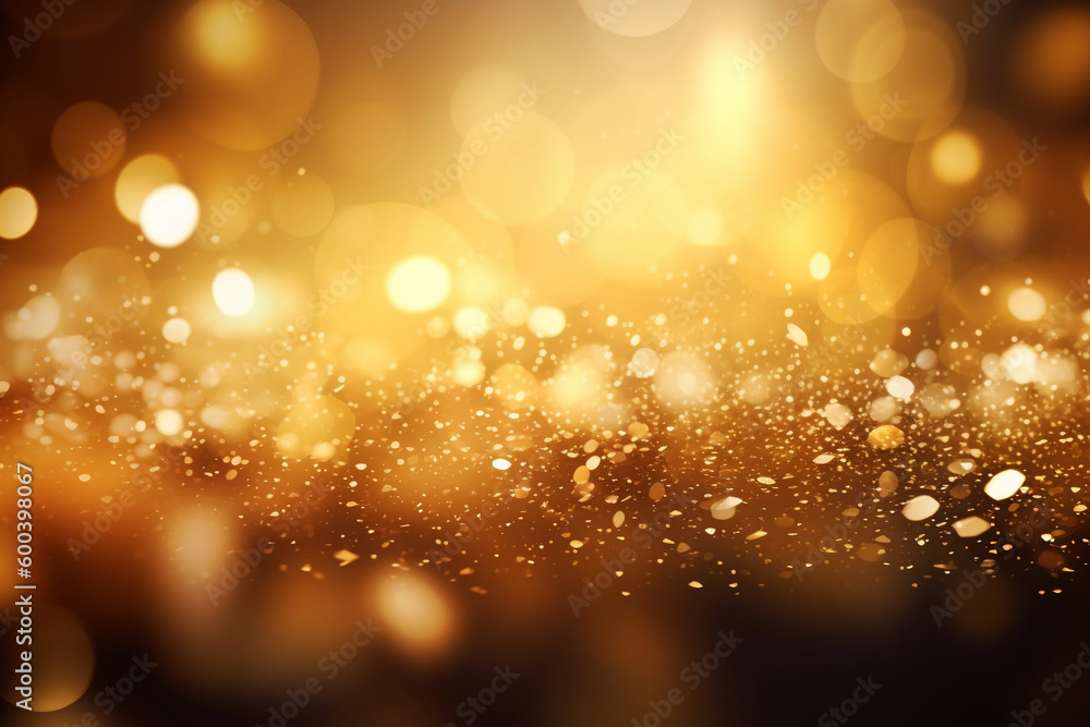 Golden background with bokeh and glitter particles, creating a dreamy and magical atmosphere. Ai generated Golden background with bokeh and glitter particles, creating a dreamy and magical atmosphere. Ai generated