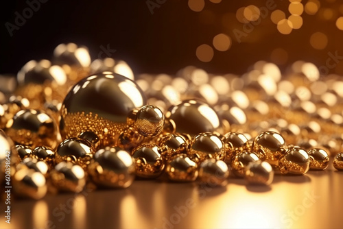 Golden background with gold marbles and spheres, creating a luxurious and opulent atmosphere. Ai generated