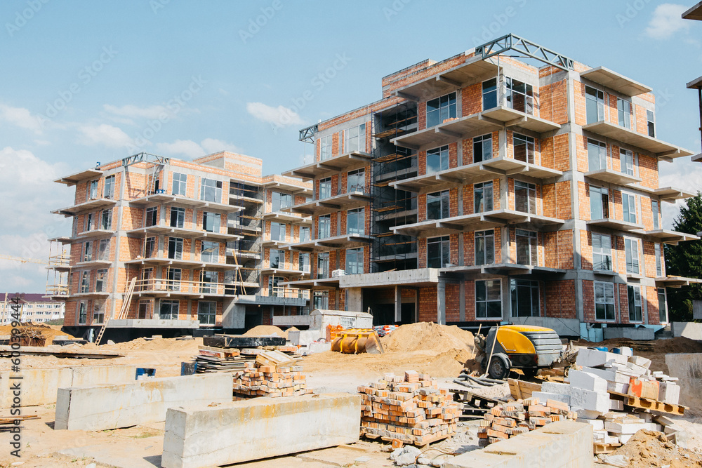 construction of the future of premium real estate with expensive offices and apartments