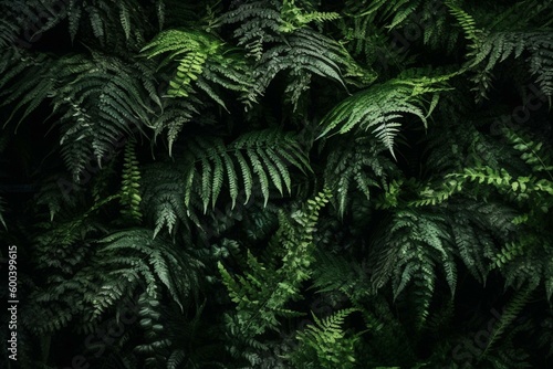 Fern leaf pattern on tropical plant wall. Generative AI