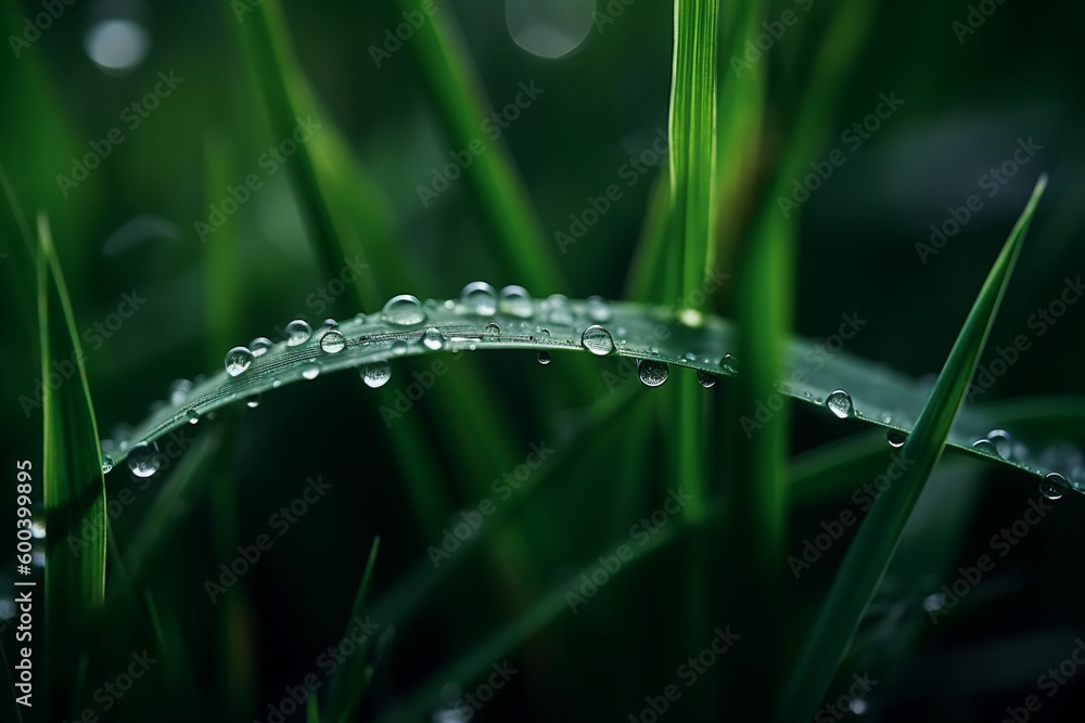 Morning Dew: A Close-up Illustration of Grass with Mountain Dew Drops. Ai generated Morning Dew: A Close-up Illustration of Grass with Mountain Dew Drops. Ai generated
