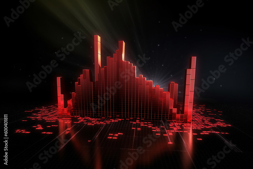 Financial Crisis. An illustration of a red chart depicting a recession and economic turmoil, with a downward trend. Ai generated