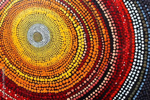 A sun in the style of an indigenous australian aboriginal dot painting. generative AI