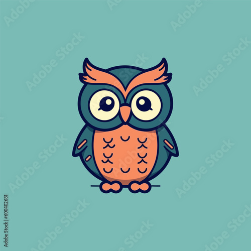 Cute baby owl sticker cartoon kawaii illustration