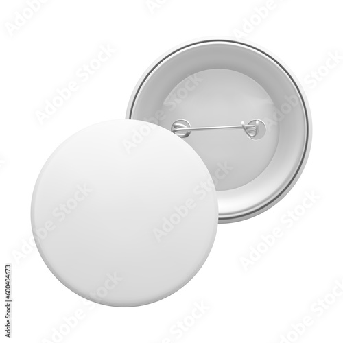 White blue round pin. Empty badge template, front and back. Png clipart isolated cut out on transparent background
