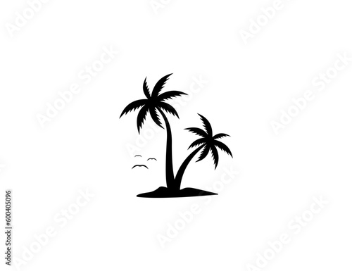 VECTOR DRAWING OF BEACH COCONUT TREE