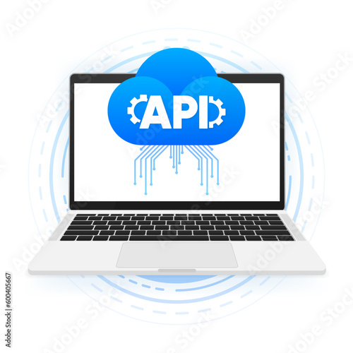 Cloud API Technology icon. Concept of innovation and the Internet of things. Software integration sign. Vector illustration.