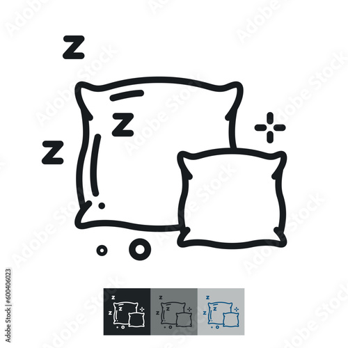 Vector line style icon with pillow. Good sleep symbol.