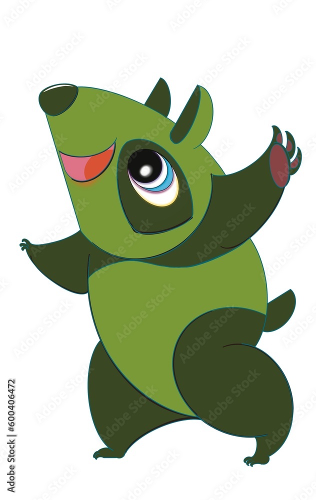 Obraz premium Green pandas, watermelon and banana colors make for a very cute look.