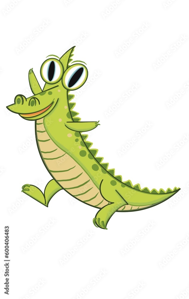 Fototapeta premium Green crocodile, watermelon and banana colors make it cute.