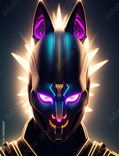 cyberpunk animal, neon cybo...