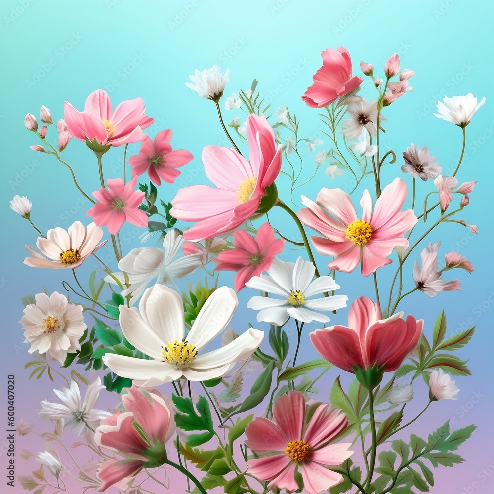 Illustration of spring flowers. Generative AI