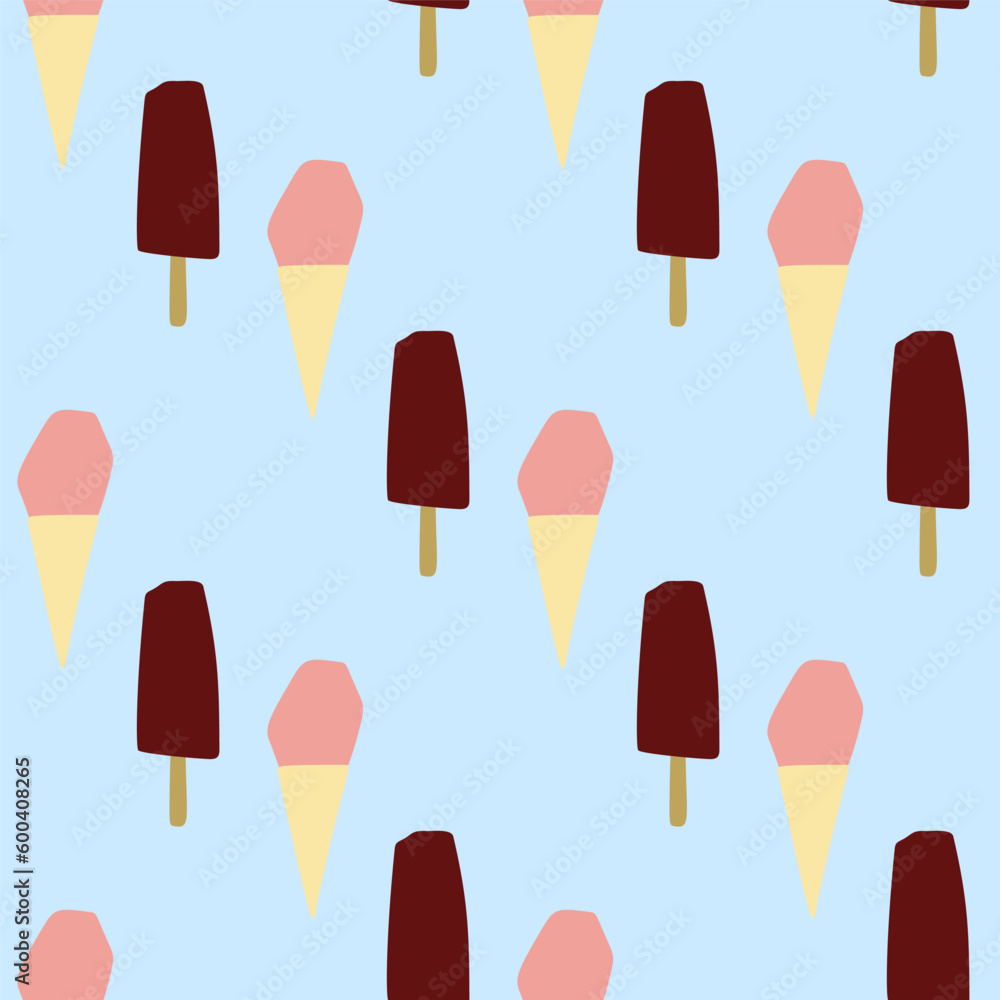 Seamless pattern with ise cream illustration on blue background Seamless pattern with ise cream illustration on blue background