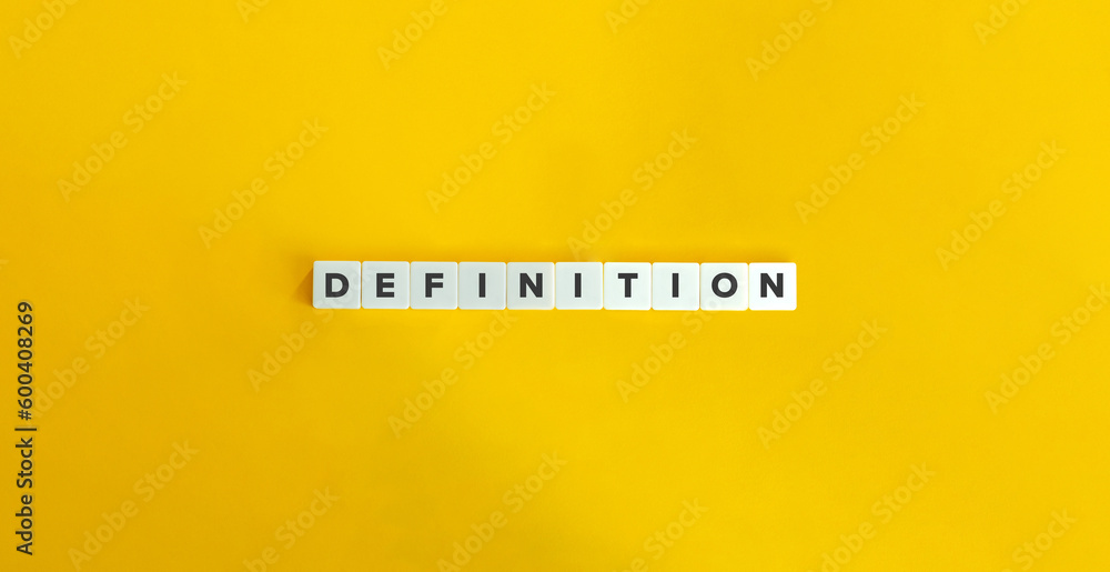 Definition Word and Banner. Letter Tiles on Yellow Background. Minimal Aesthetics. - obrazy, fototapety, plakaty 