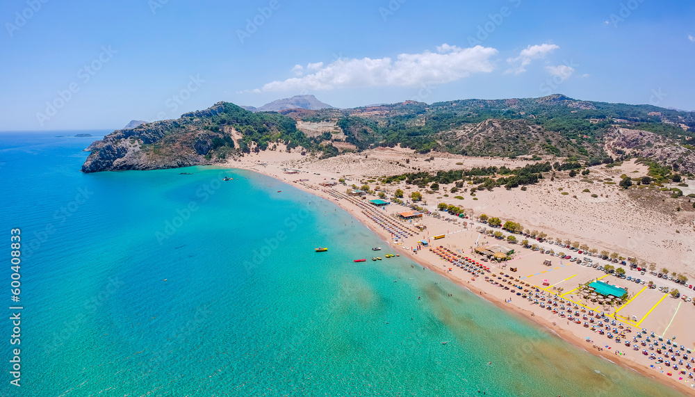 Sea view of Tsambika beach, Rhodes island, Greece, Dodecanese, Europe