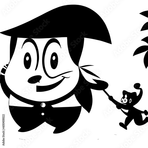 cartoon characters vector design black and white