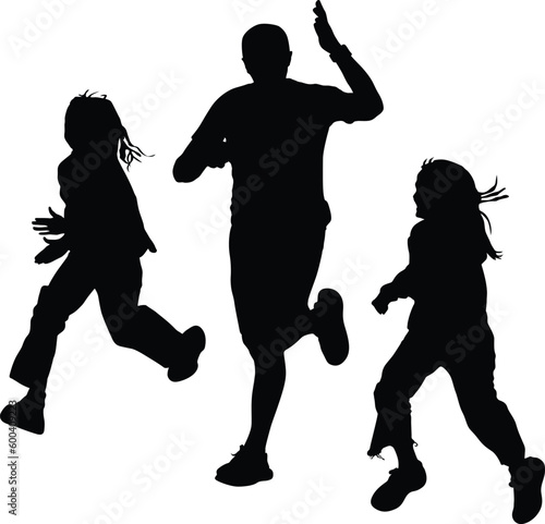 runner man and girls silhouette vector