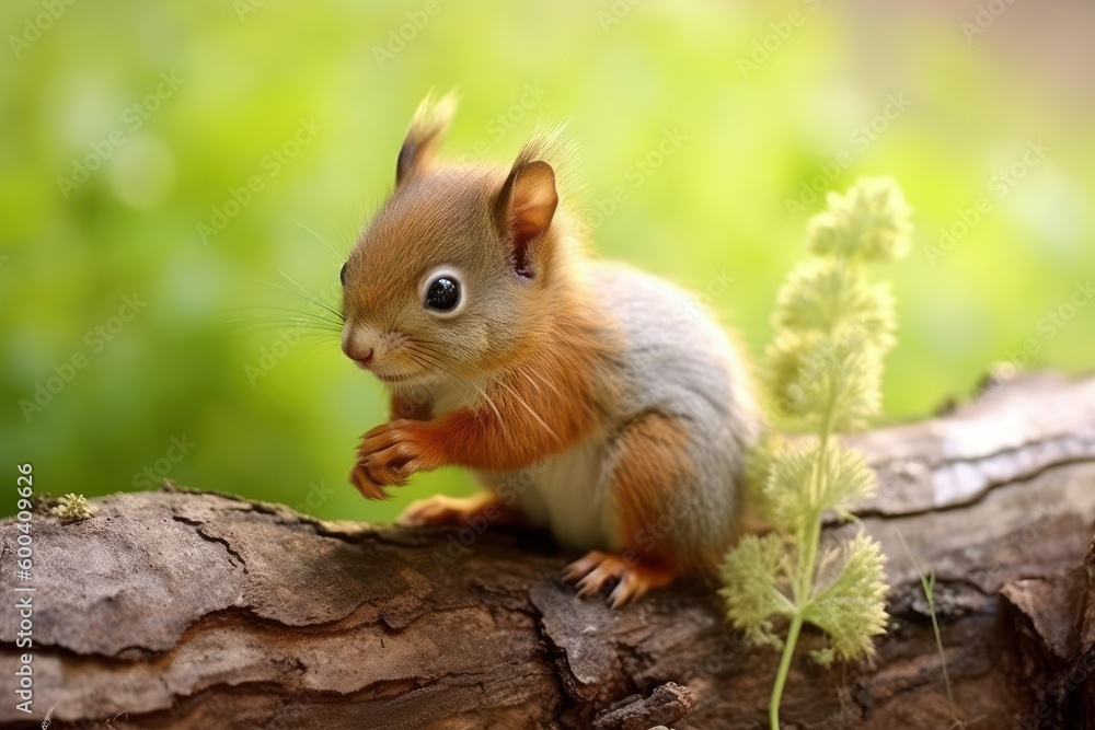 Squirrel is on the tree outdoors. Beautiful illustration picture. Generative AI Squirrel is on the tree outdoors. Beautiful illustration picture. Generative AI