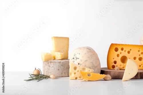 Cheese on a white background. Beautiful illustration picture. Generative AI