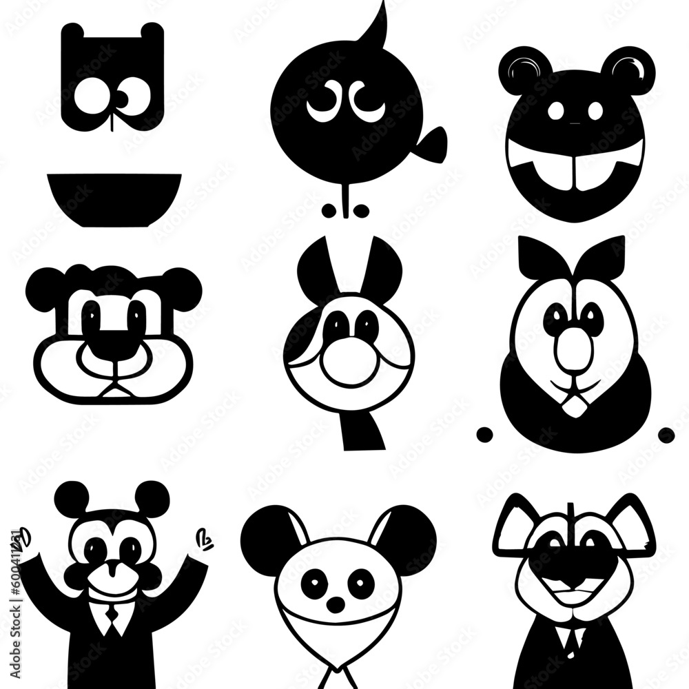 Fototapeta premium cartoon characters vector design black and white