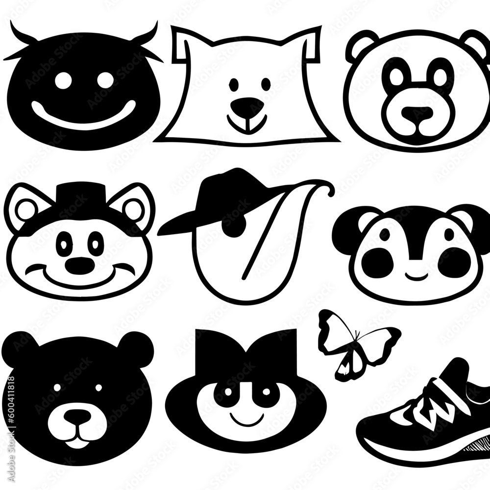 cartoon characters vector design black and white cartoon characters vector design black and white